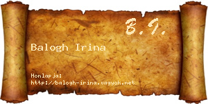 Balogh Irina névjegykártya