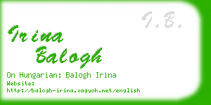 irina balogh business card